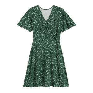 41 Hawthorn // Green Knit Surplice Polka Dot Dress